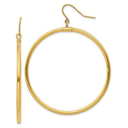 EARDDQGTE509 14k Tube Hoop Dangle Earrings