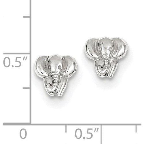 EARBBQGTF540W 14k White Gold Elephant Earrings