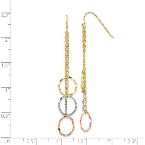 EARDDQGTH569 14K Tri-Color Faceted Circle Earrings