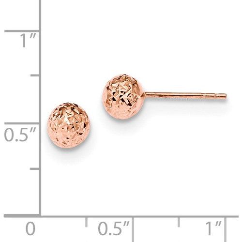EARBBQGTL1027R 14k Rose Gold 6mm Diamond-Cut Ball Post Earrings