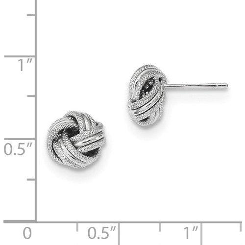 EARBBQGTL1058W 14k White Gold Polished Textured Triple Love Knot Post Earrings