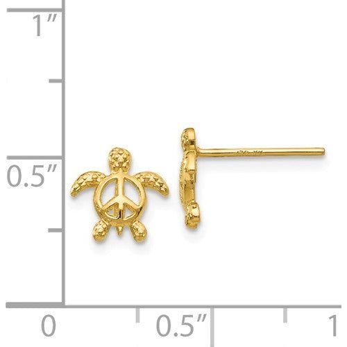 EARBBQGTM777 14k Peace Turtle Post Earrings