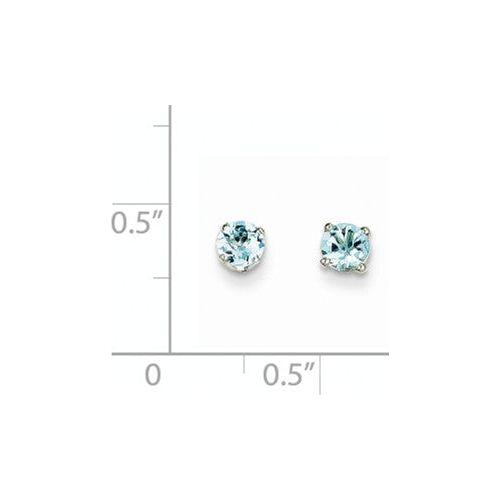 EARBBQGXBE123 14k White Gold 4mm Aquamarine Stud Earrings