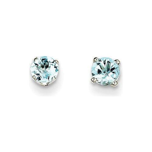 EARBBQGXBE123 14k White Gold 4mm Aquamarine Stud Earrings