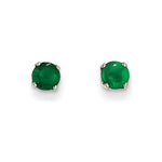 EARBBQGXBE125 14k White Gold 4mm Emerald Stud Earrings