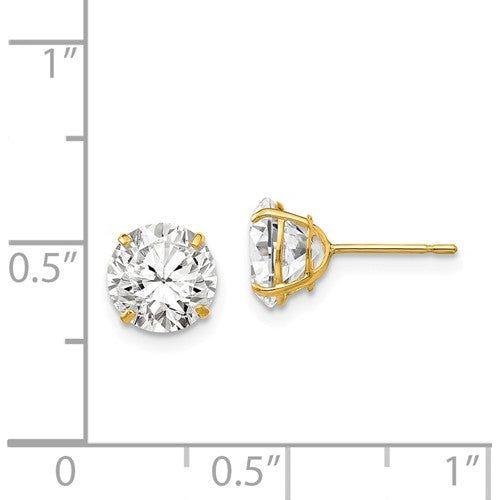 EARBBQGXD30CZ 14k 7mm Round CZ Post Earrings