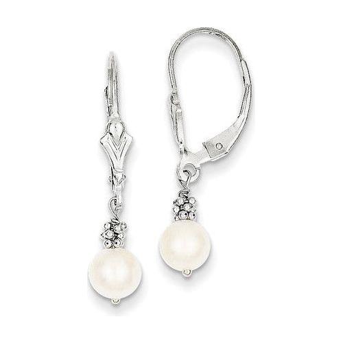 EARDDQGXF215 14K White Gold (5-6mm) FW Cultured Pearl Leverback Earrings