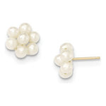 EARBBQGXF298E 14k Medium Egg White FW Cultured Pearl Flower Earrings