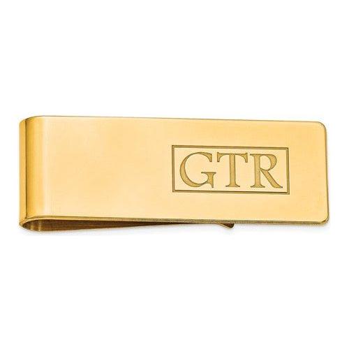 MCQGXNA605Y 14k Recessed Letters Polished Monogram Money Clip