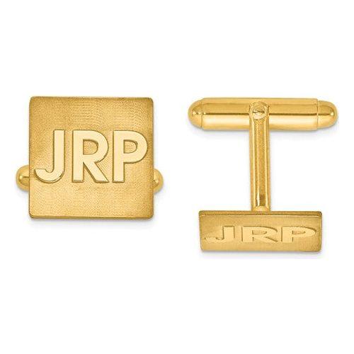 CLQGXNA612Y 14k Raised Letters Square Monogram Cuff Links