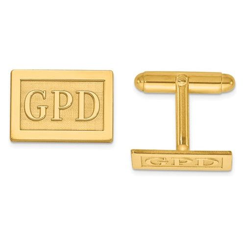 CLQGXNA614Y 14k Raised Letters Rectangle Monogram Cuff Links