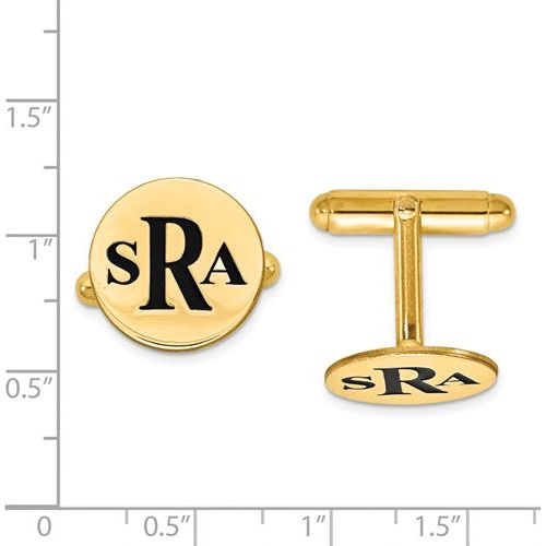 CLQGXNA619Y 14k Enameled Letters Circle Monogram Cuff Links