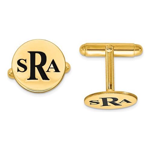 CLQGXNA619Y 14k Enameled Letters Circle Monogram Cuff Links