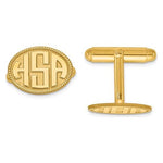 CLQGXNA623Y 14K Raised Letters Oval Border Monogram Cuff Links