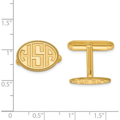 CLQGXNA624Y 14k Recessed Letters Oval Border Monogram Cuff Links