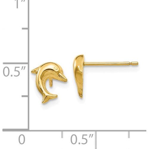 EARBBQGYE1668 14k Small Dolphin Post Earrings