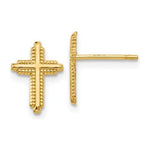 EARBBQGYE1675 14K Yellow Gold Polished Cross Post Earrings