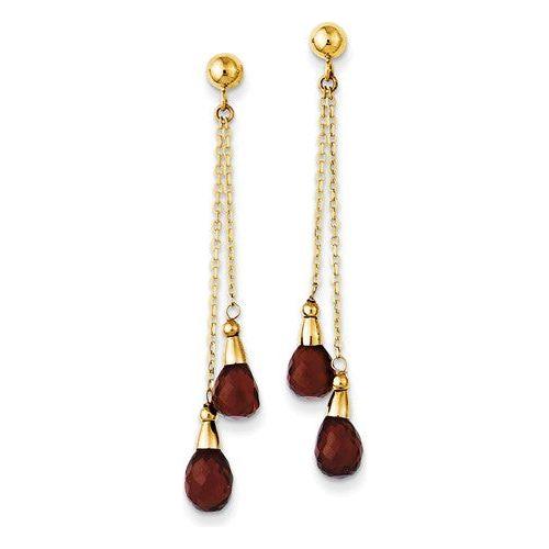 EARDDQGYE895 14k Garnet Dangle Earrings