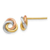 EARBBQGZ1239 14k Tri-Color Twisted Knot Post Earrings